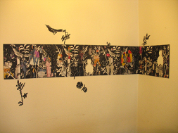 Frise, tegning og collage, 300x35cm, 2008.